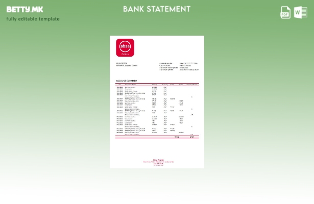 Модерен стил Шаблон за збор за извод од банка Замбија Absa